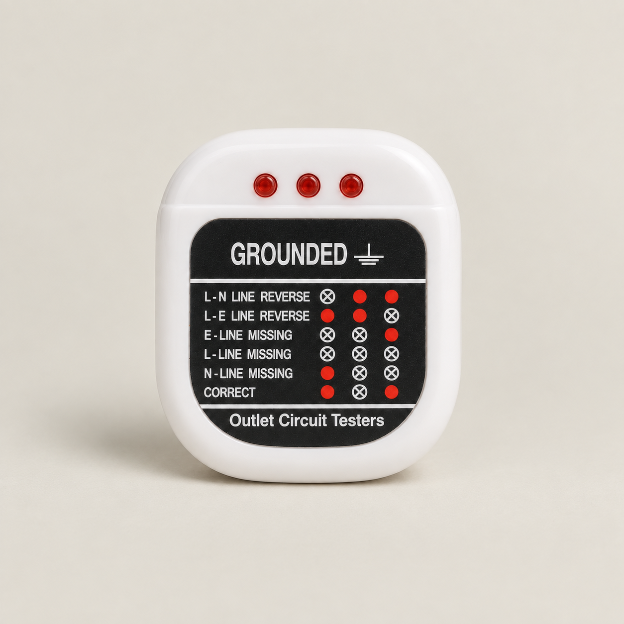 White grounding socket tester with three indicator lights